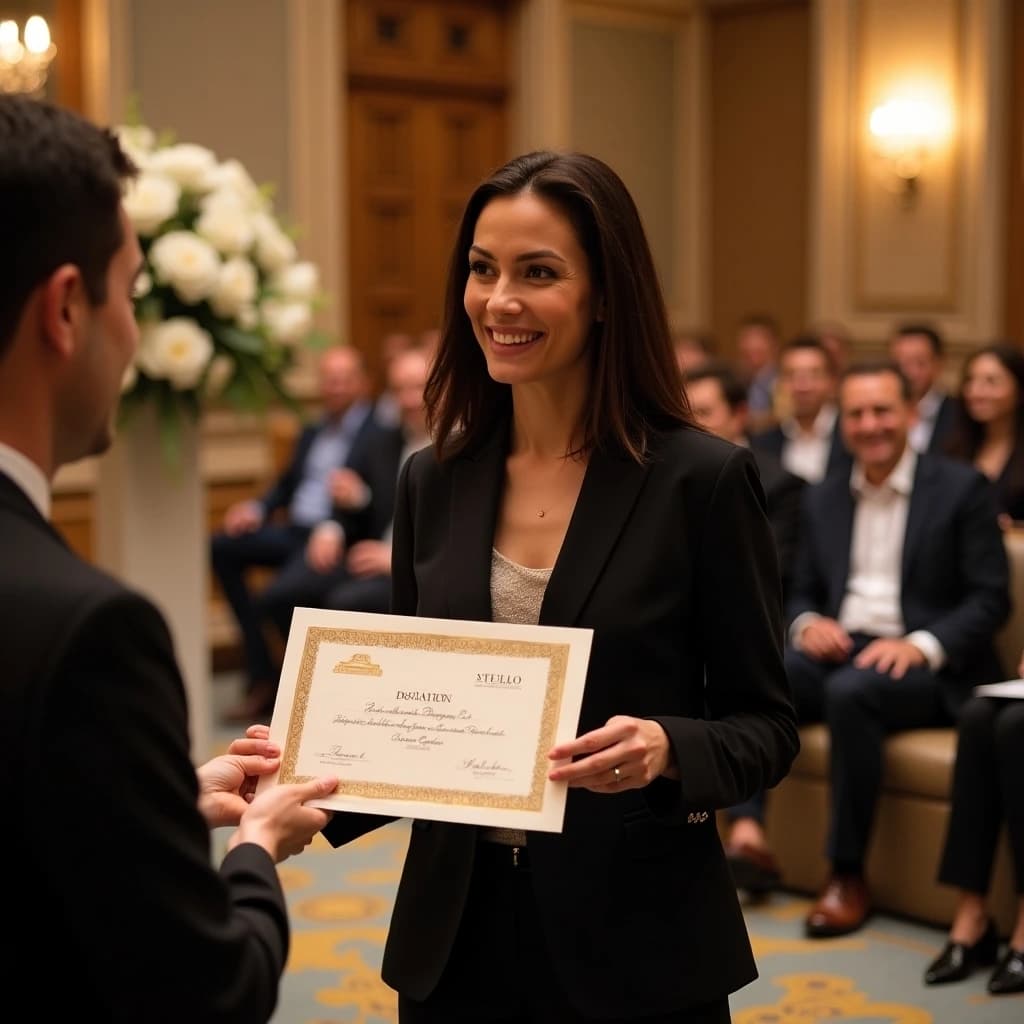 Man in suit sitting at desk reviewing documents